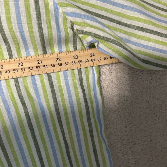 Banana Republic Green Striped Casual Button Down Shirt linen - Picture 4 of 7